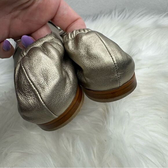 Attilio Giusti Leombruni (AGL) Metallic Peep Toe Leather Flats 41.5 - Picture 5 of 9